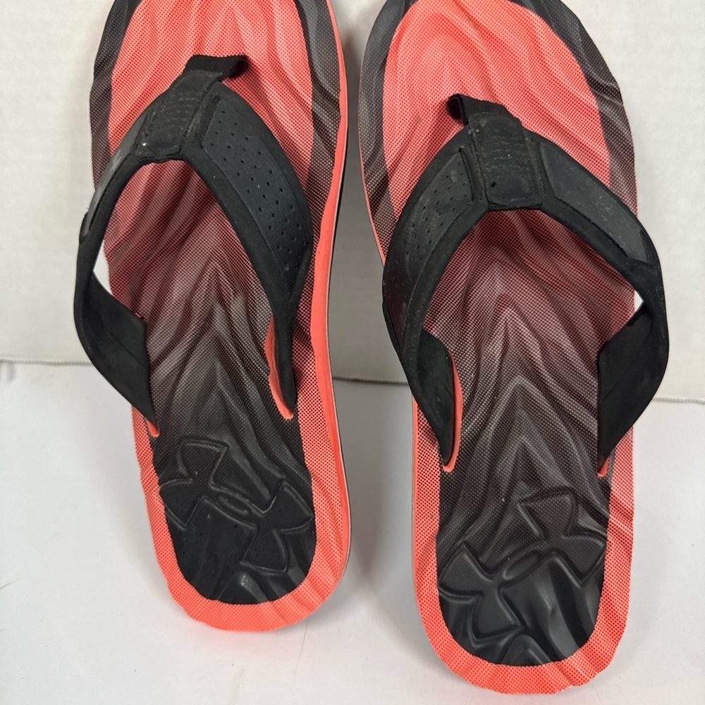 Under Armour, size 9, black  and Coral Flip Flops